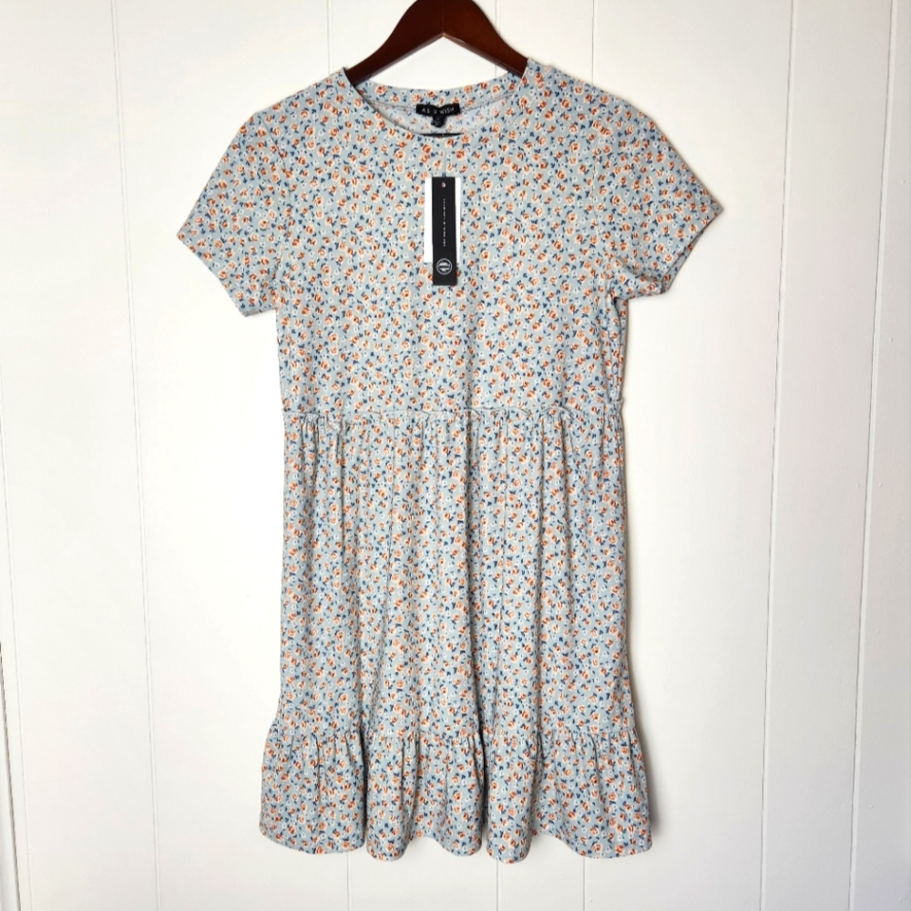 As U Wish Powder Blue Floral Dress, Size M
